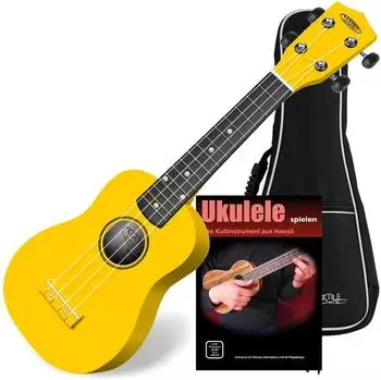 Classic Cantabile US-100 YE Sopran-Ukulele Gelb Set inkl. Tasche Lernheft