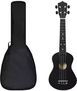 vidaXL Sopran-Ukulele-Set mit Tasche für Kinder, 23", schwarz (70152)