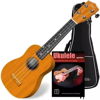 Classic Cantabile US-100 NAT Sopran-Ukulele Natur Set inkl. Tasche Lernheft