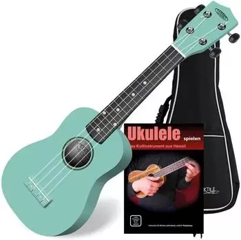 Classic Cantabile US-100 TQ Sopran-Ukulele Türkis Set inkl. Tasche Lernheft