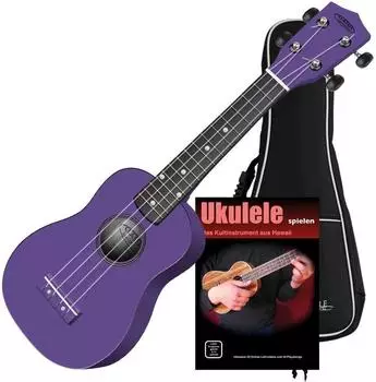 Classic Cantabile US-100 VT Sopran-Ukulele Violett Set inkl. Tasche Lernheft