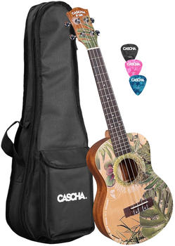 Cascha Art Series Tenor Ukulele Leafy Mahagoni Fichtendecke Tasche Plektren