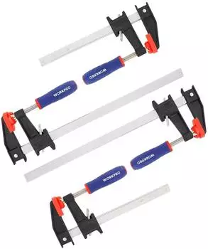 LuxusKollektion Schraubzwingen-Set 4-teilig 150mm/300mm, 272kg Spannkraft (WORKPRO)